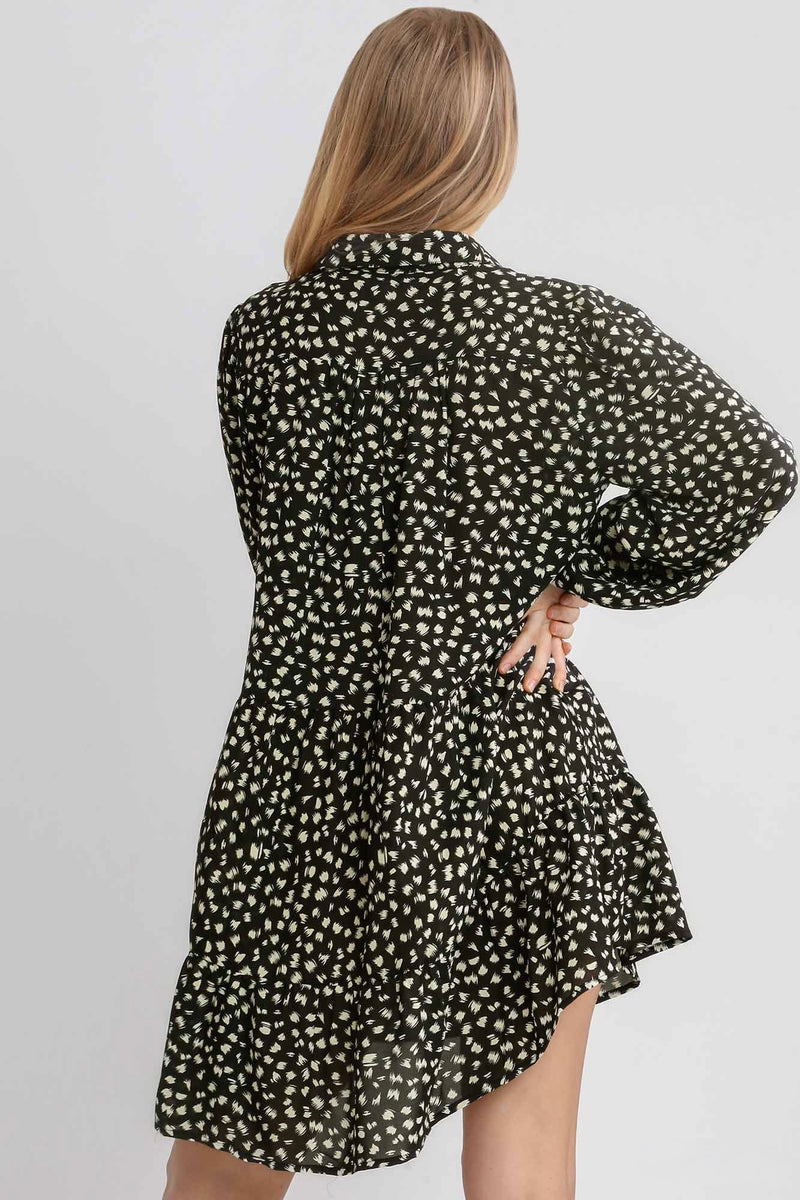 Umgee - Animal Print Tiered Babydoll Dress, Black Mix - Monogram Market