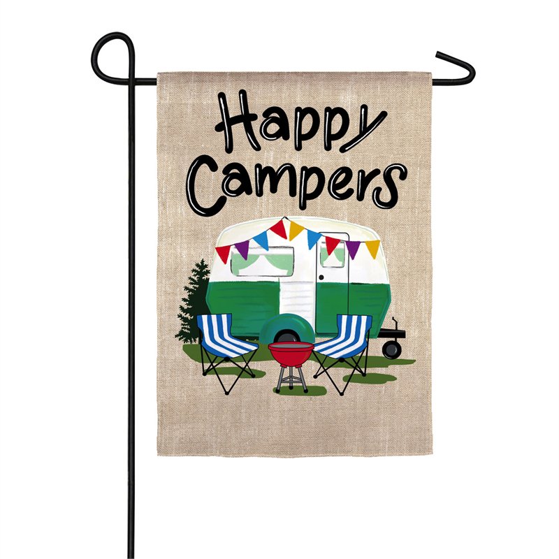 Happy Camper Travel Trailer - Garden Flag - Monogram Market