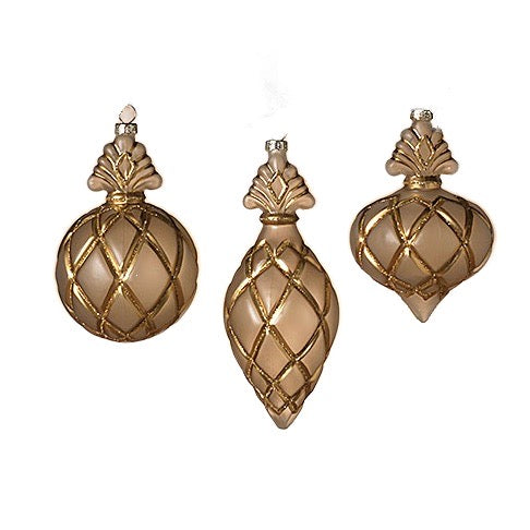 Gold Finial Glass Christmas Ornaments, 7" - Monogram Market
