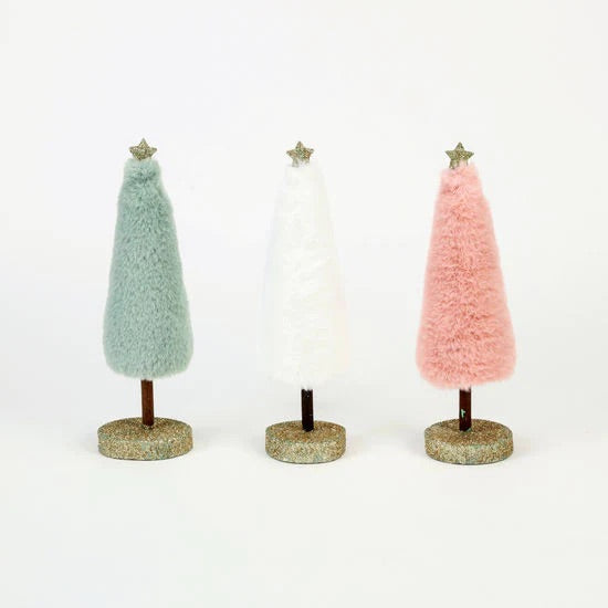 Fur Christmas Trees on Gold Glitter Base, 9.25" - Monogram Market