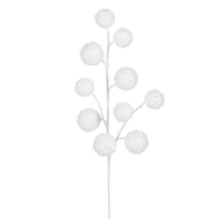 RAZ - White Glittered Ball Christmas Tree Spray, 26.5" - Monogram Market