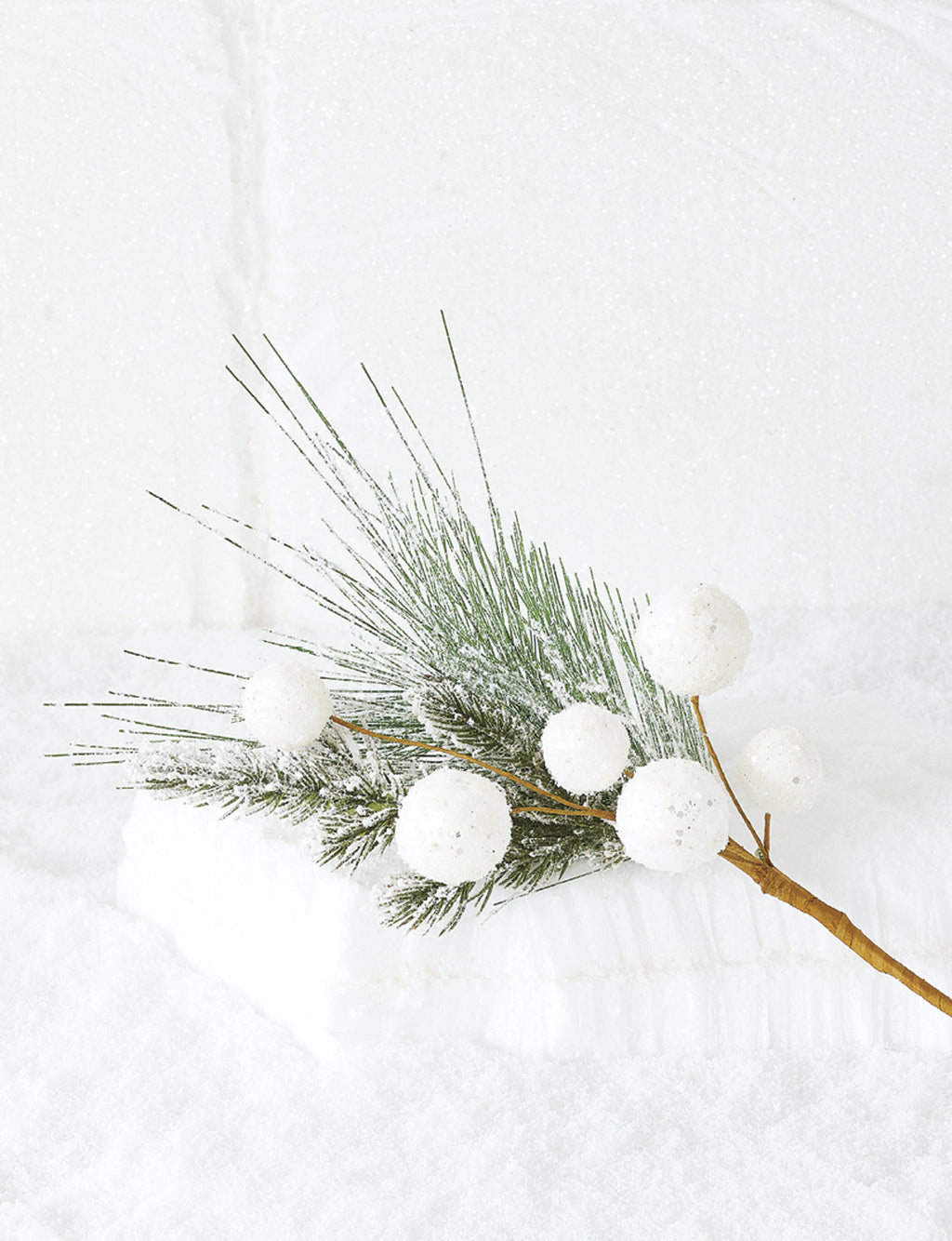 RAZ - Snowball & Greenery Christmas Tree Pick, 20" - Monogram Market