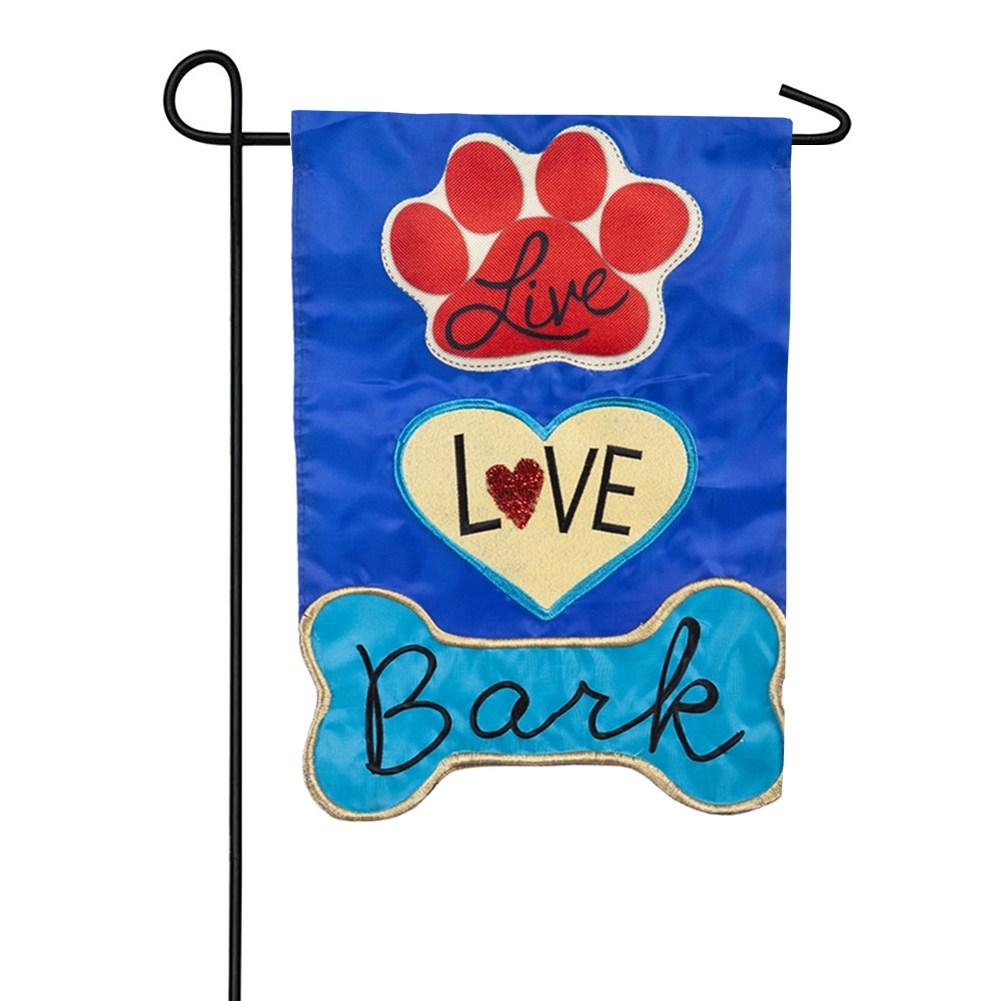 Live, Love, Bark - Garden Flag - Monogram Market