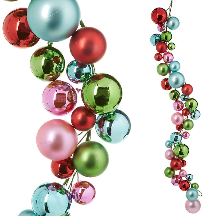 RAZ Multi Colored Ball Cluster Christmas Garland - Thumbnail 2