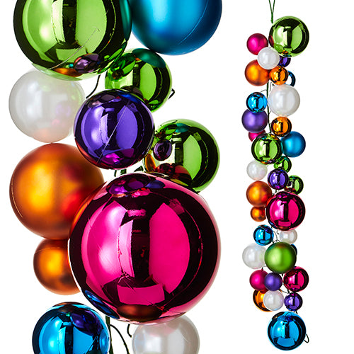 RAZ - Colorful Large Ball Ornament Christmas Garland, 4' - Monogram Market