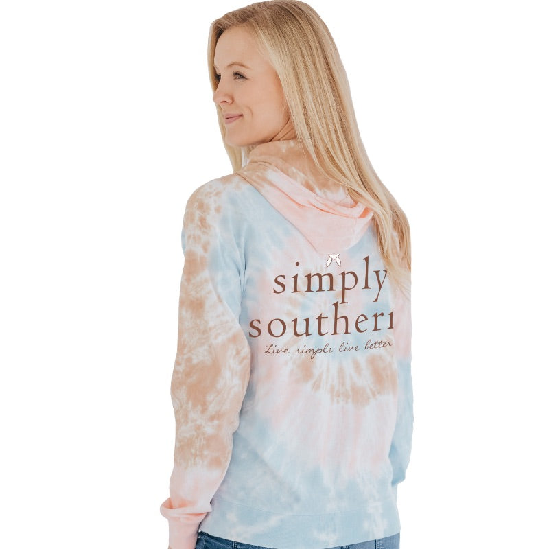 Simply Southern - LOGO Hoodie, Sand Tie Dye - Monogram Market