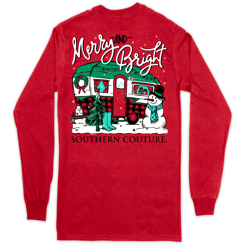Southern Couture - Merry & Bright Camper, Long Sleeve Tee - Monogram Market