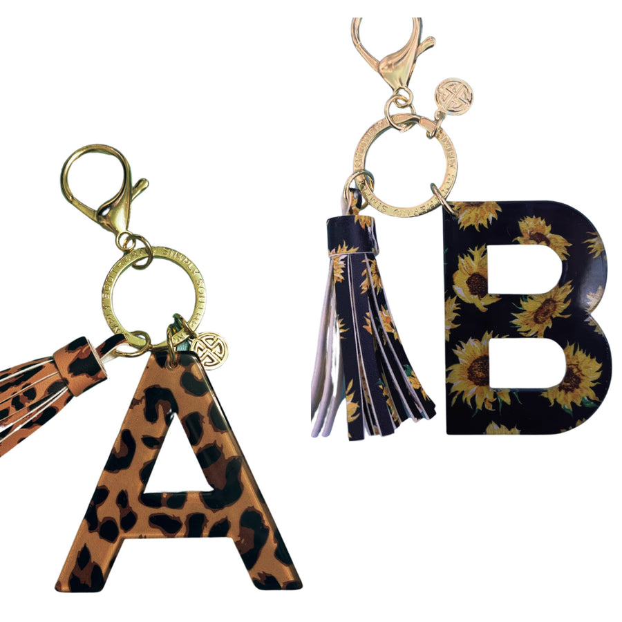Simply Southern Initial Keychains (Leopard & Sunflowers)