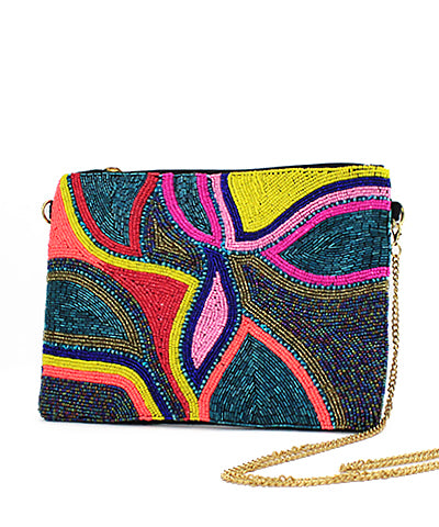 Beaded Clutch, Bright Abstract - Monogram Market