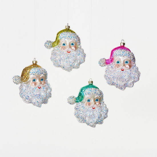 Cheerful Santa Glitter Christmas Ornament, 5.5" - Monogram Market