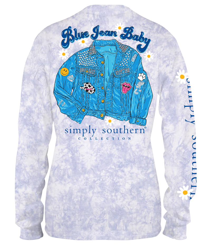 Simply Southern, Long Sleeve Tie Dye Tee - Blue Jean Baby - Monogram Market