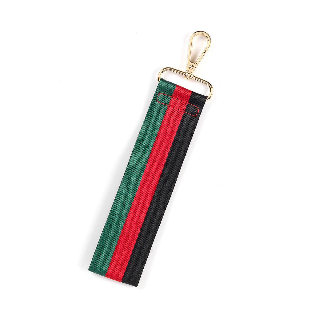 Wristlet Strap, Red, Green, Black Stripe - Monogram Market