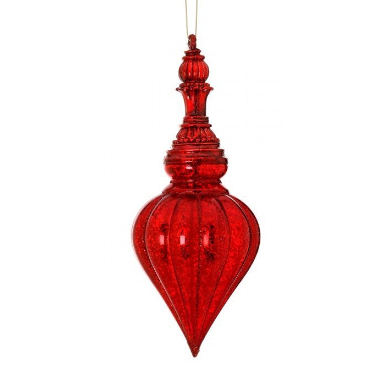 Red Glitter Mercury Finial Ornament, 15” - Monogram Market