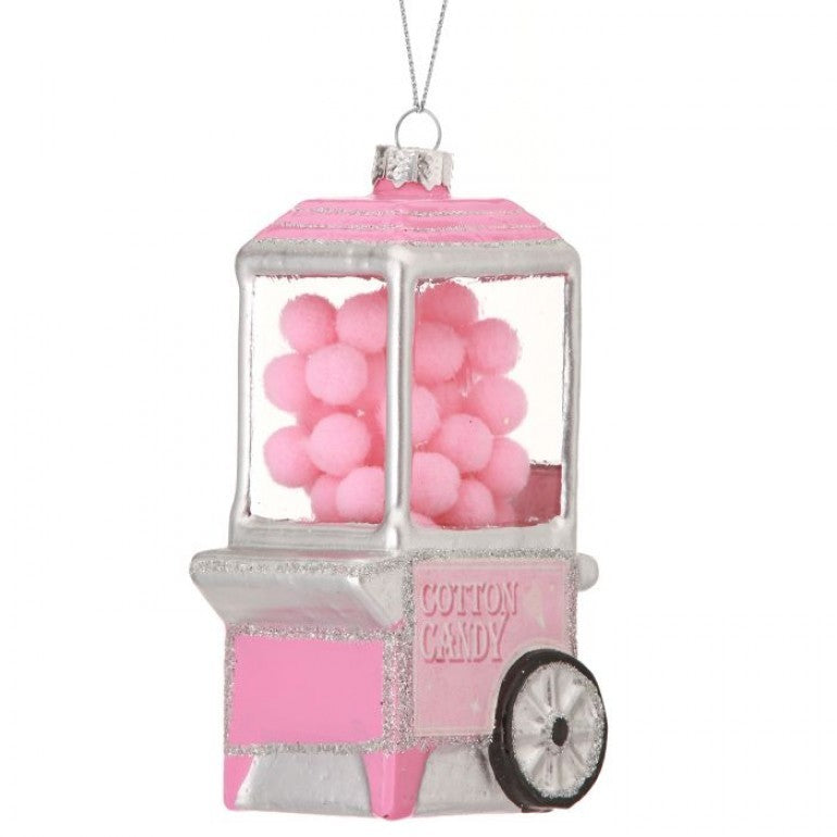 Pink and White Cotton Candy Machine Ornament, 4” - Monogram Market
