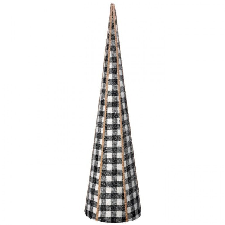 Fabric Frost Black/White Check Cone Tree, 24” - Monogram Market