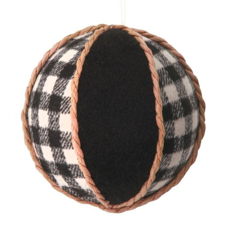 Check Fabric Ball Ornament, 4” - Monogram Market