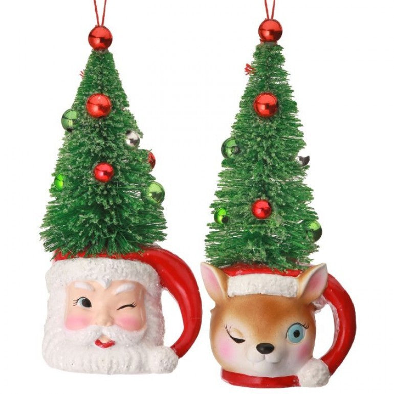 Deer and Santa with Tree Ornaments, 5.5” - Monogram Market