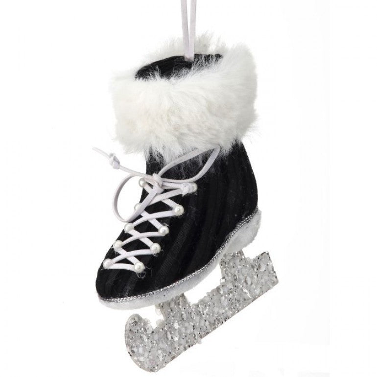 Black and White Fabric Knit Skate Ornament, 5” - Monogram Market