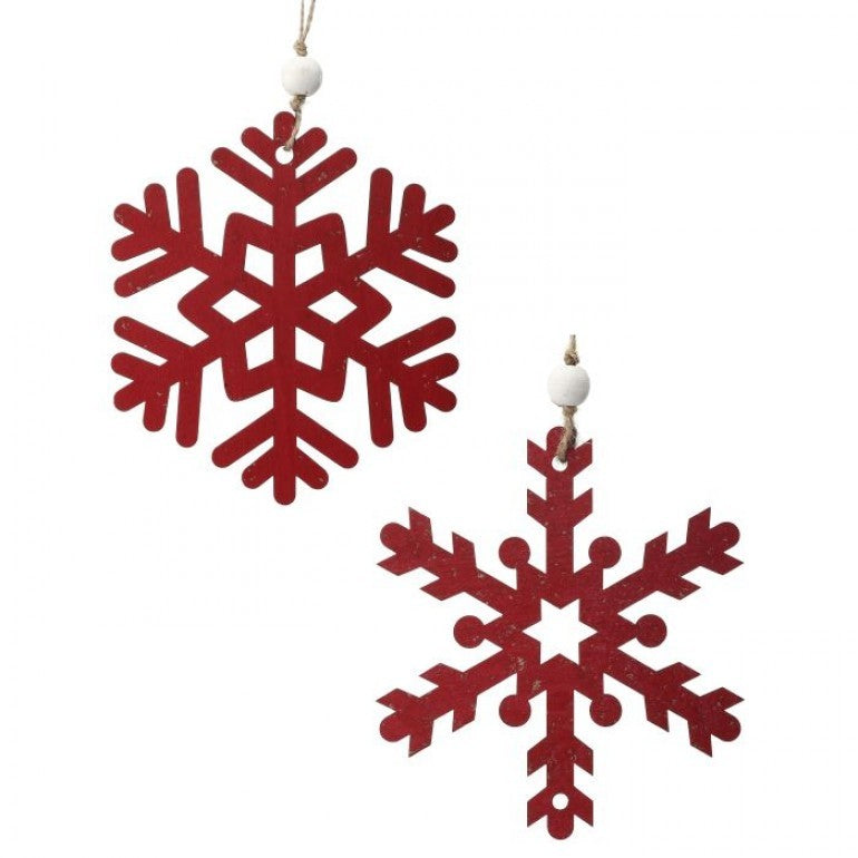 Red Assorted Snowflake Ornaments, 6” - Monogram Market