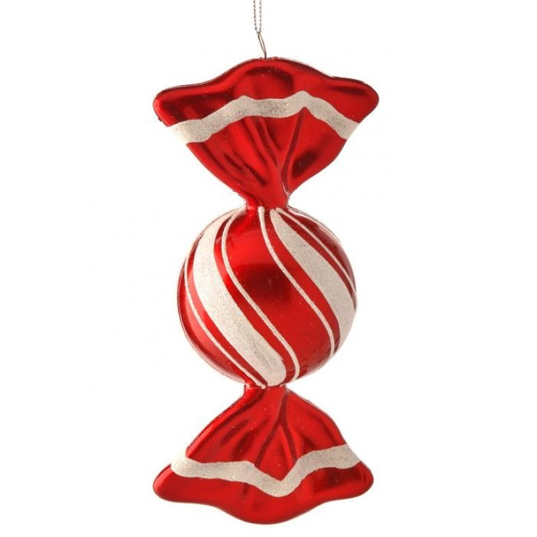 Red and White Peppermint Twist Candy Ornament, 7.5” - Monogram Market