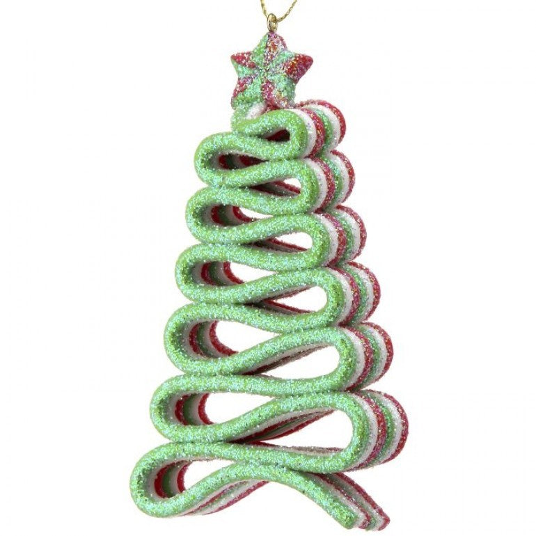 Green/White Acrylic Ribbon Candy Tree Ornament, 5” - Monogram Market