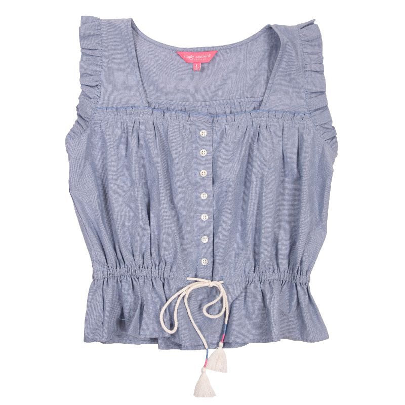 Simply Southern - Smocked Top, Chambray - Monogram Market