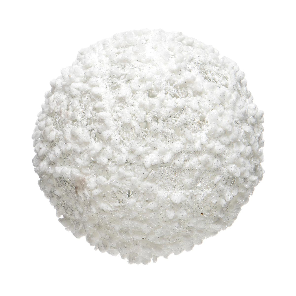 White Puff Ball Ornament w/Glitter, 8" - Monogram Market