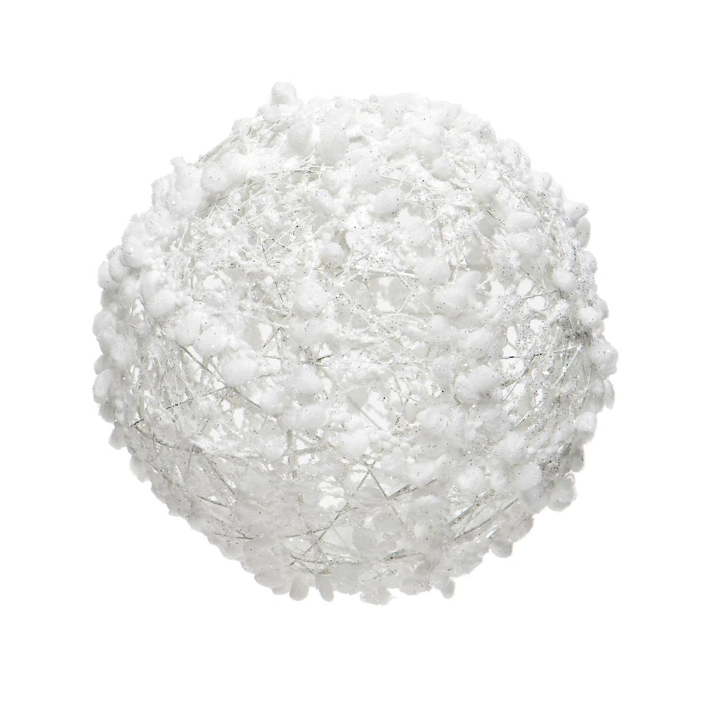 White Puff Ball Ornament w/Glitter, 6" - Monogram Market