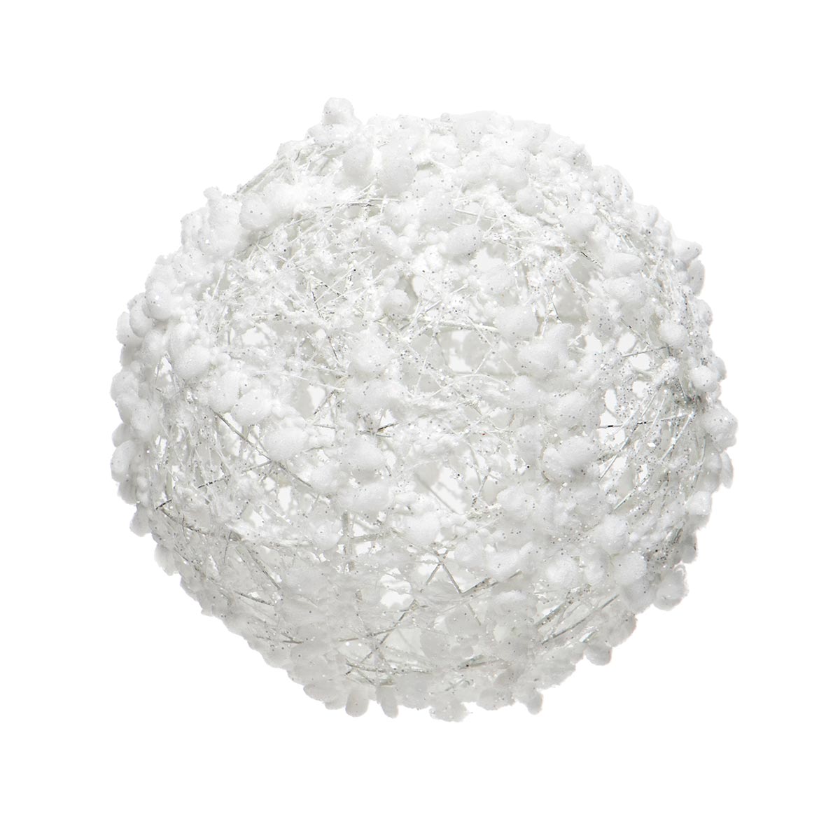White Snow Ball Ornament w/Glitter