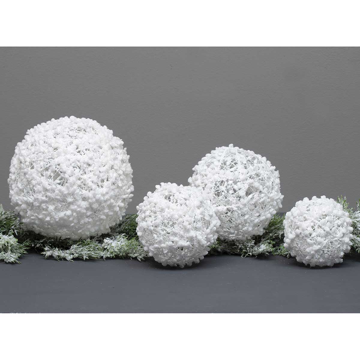 White Snow Ball Ornament w/Glitter - Thumbnail 2