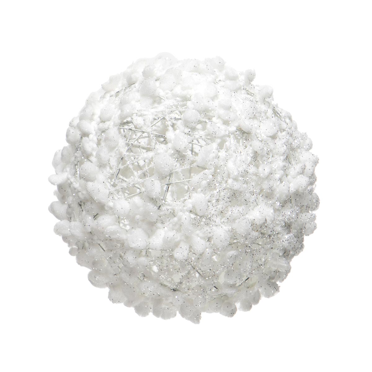 White Snow Ball Ornament w/Glitter