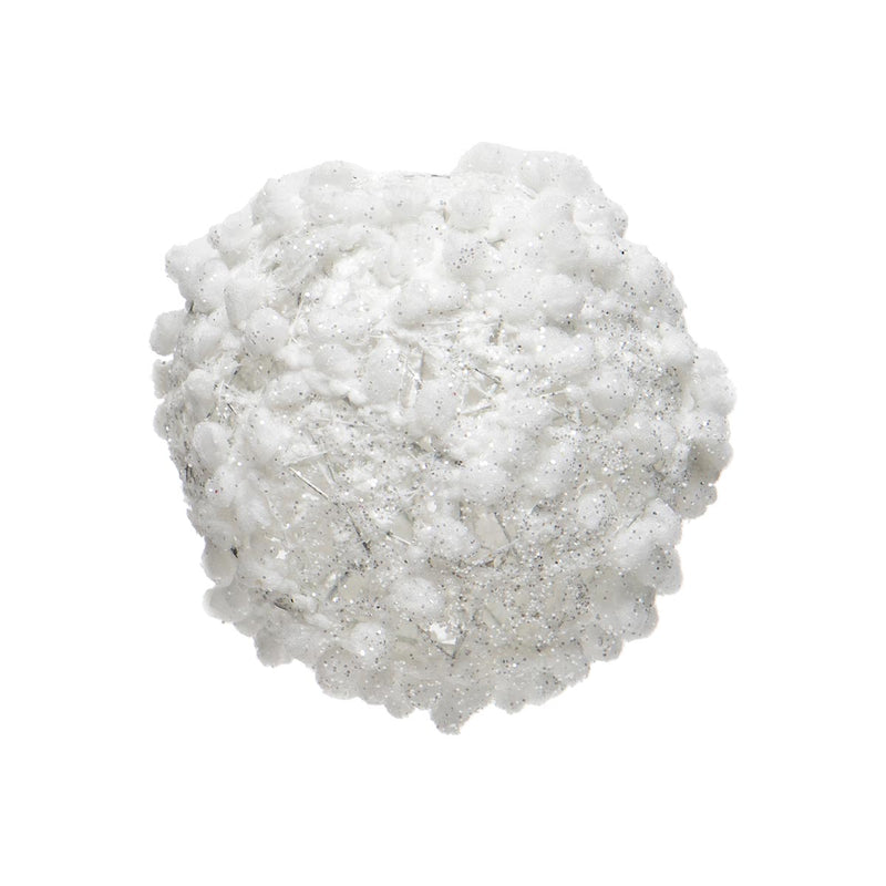 White Puff Ball Ornament w/Glitter, 4" - Monogram Market