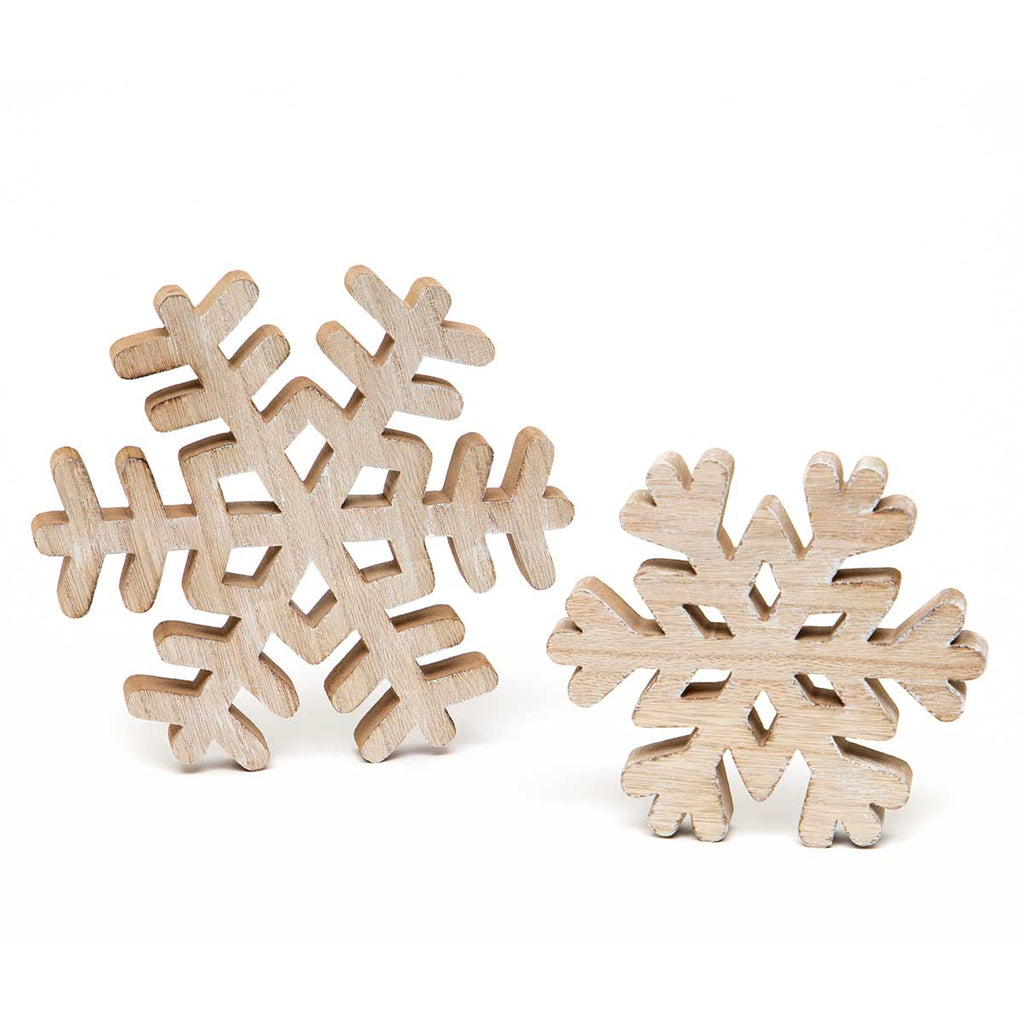 Natural Wood Snowflake Shelf Sitters - Monogram Market
