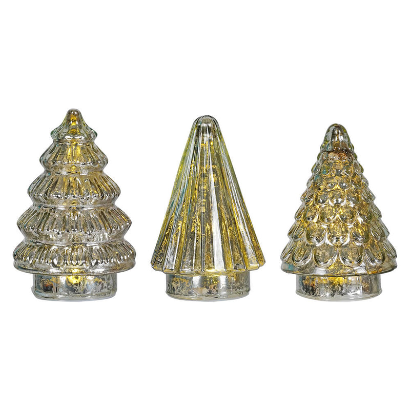 RAZ - Silver Lighted Mercury Glass Trees, 6" - Monogram Market