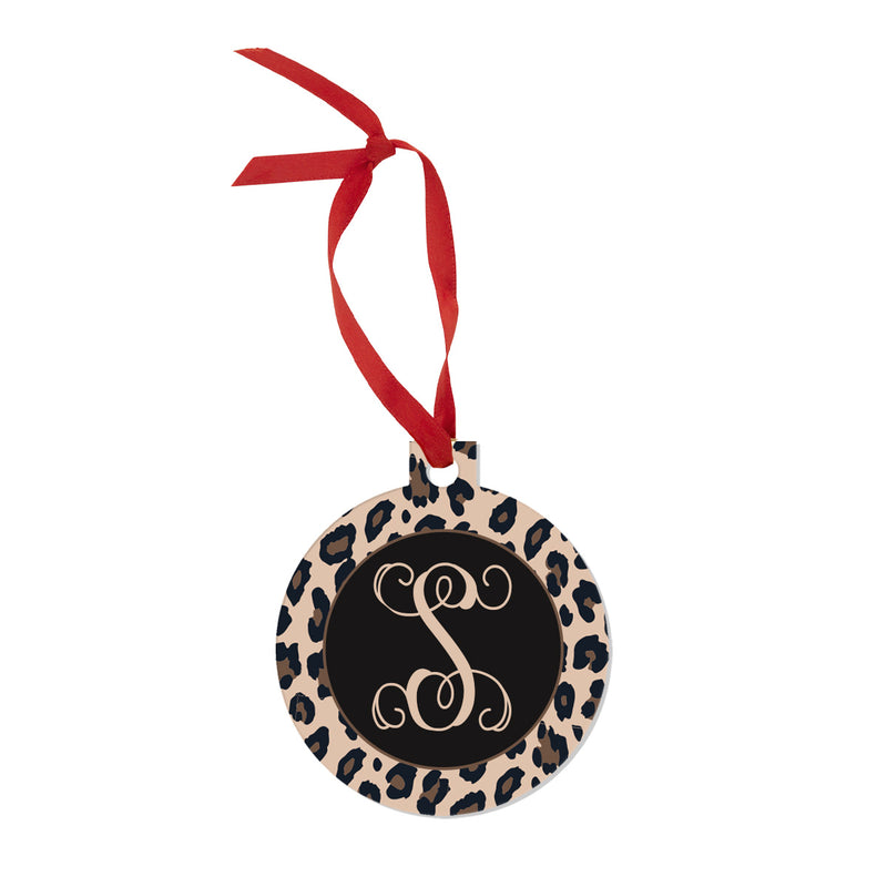 Leopard Initial Christmas Ornament - Monogram Market