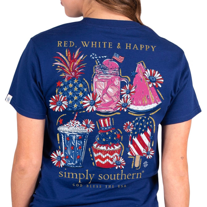 Simply Southern, Short Sleeve Tee - RED, WHITE & HAPPY (USA) - Monogram Market