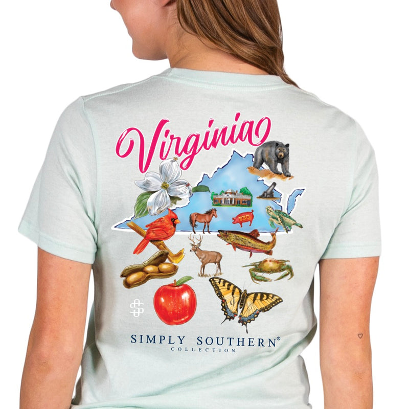 Simply Southern, Short Sleeve Tee - STATE of VA (VIRGINIA) - Monogram Market