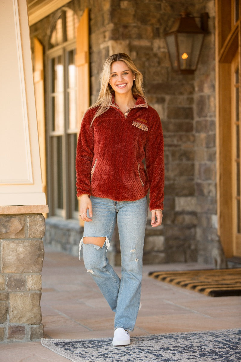 Simply Southern - Simply Soft Pullover, Rust Leopard - Monogram Market