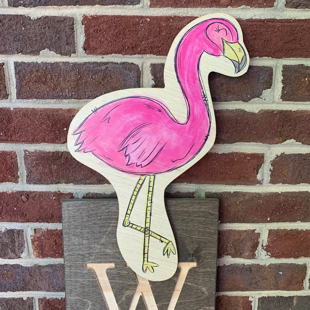 Flamingo Wood Topper - Monogram Market
