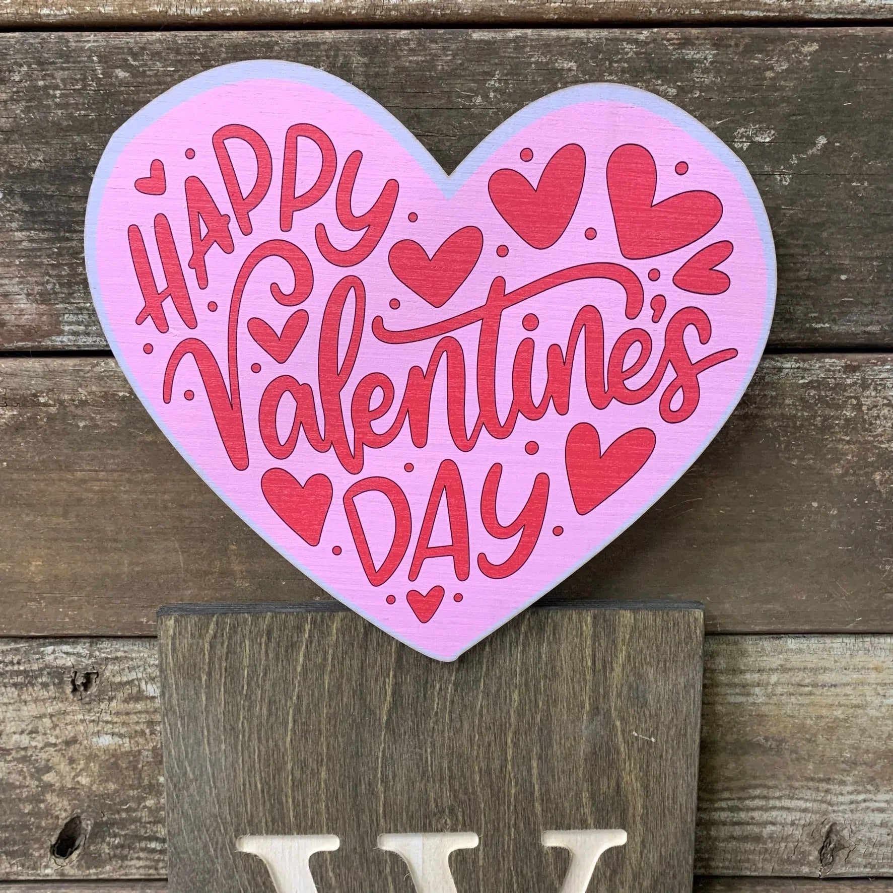 Happy Valentine's Day Heart Wood Topper