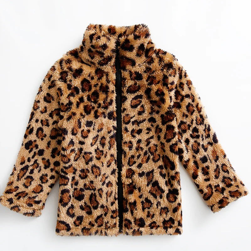 Girl's Toddler/ Youth Leopard Sherpa Jacket - Monogram Market