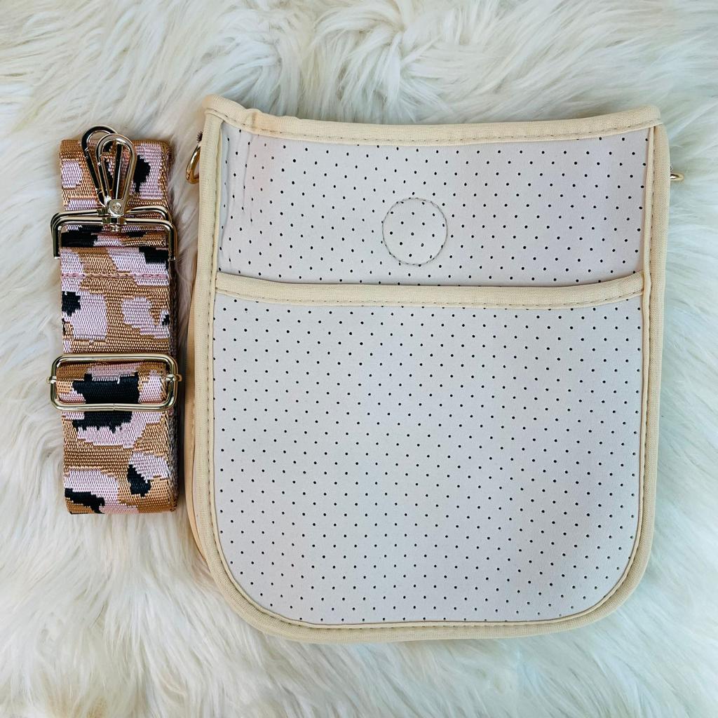 Tan Neoprene Messenger Bag