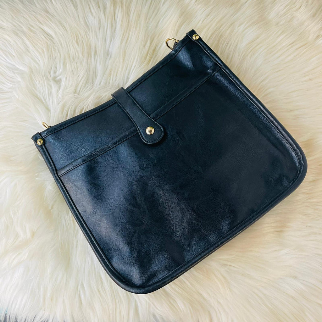 Genuine Leather Crossbody Bag, Black - Monogram Market