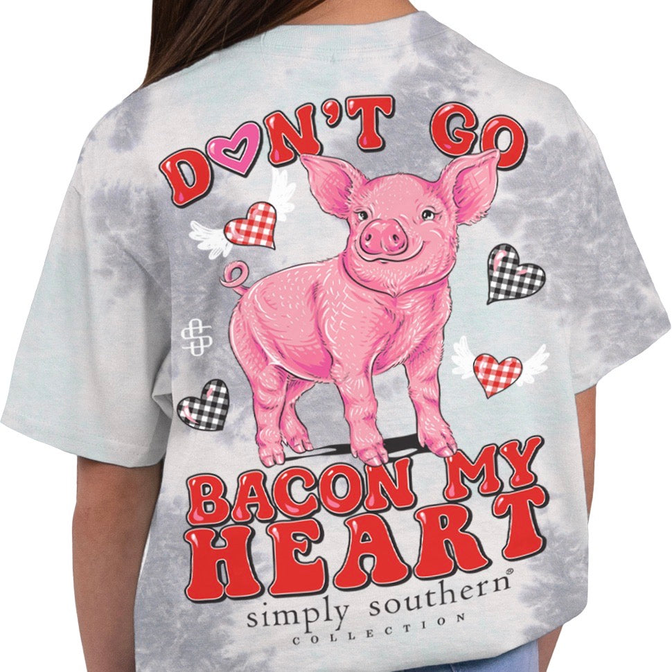 Simply Southern, YOUTH Short Sleeve Tee - BACON (Valentine's Day) - Monogram Market