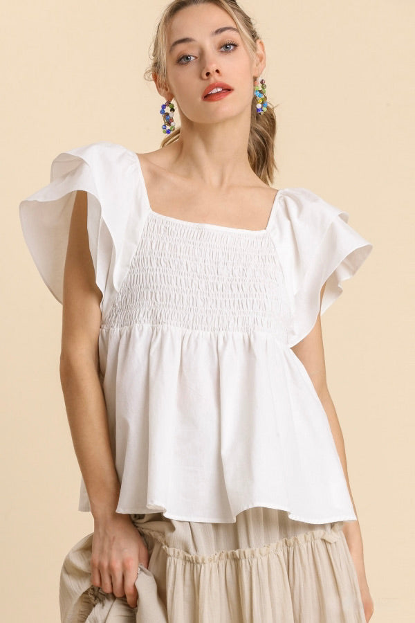 smocked ruffle top