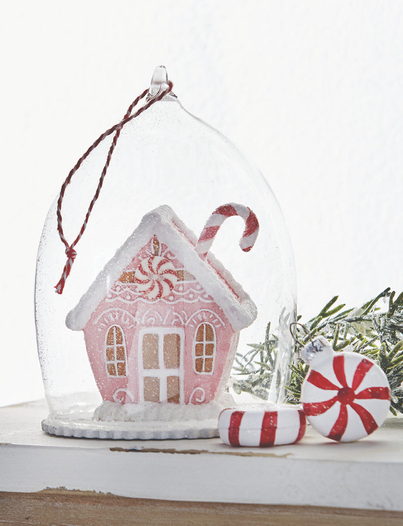 RAZ - Gingerbread House Cloche Christmas Ornament, 4.25" - Monogram Market