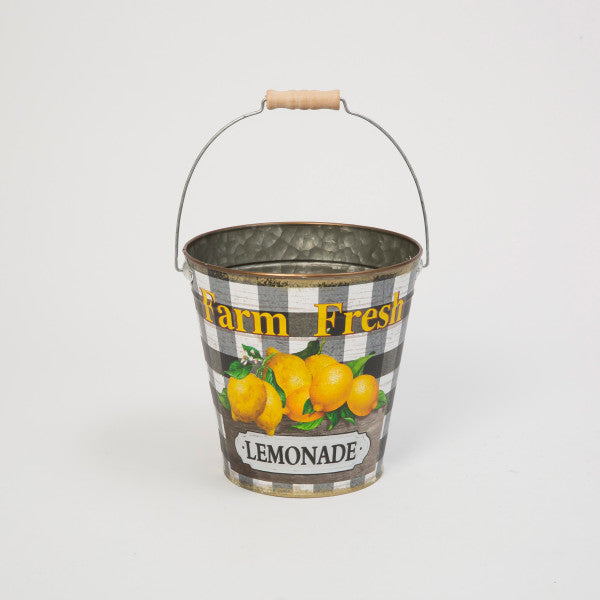 Metal "Farm Fresh Lemonade" Bucket, 8" H - Monogram Market