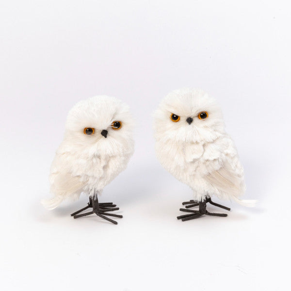 Faux Fur Owl Figurine, 6.5"H - Monogram Market