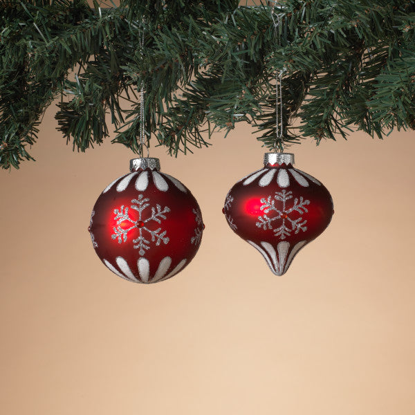 Red & White Glass Christmas Ornament