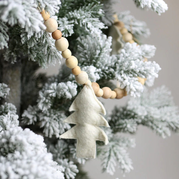 RAZ - Felt Christmas Trees Wood Bead Garland, 66